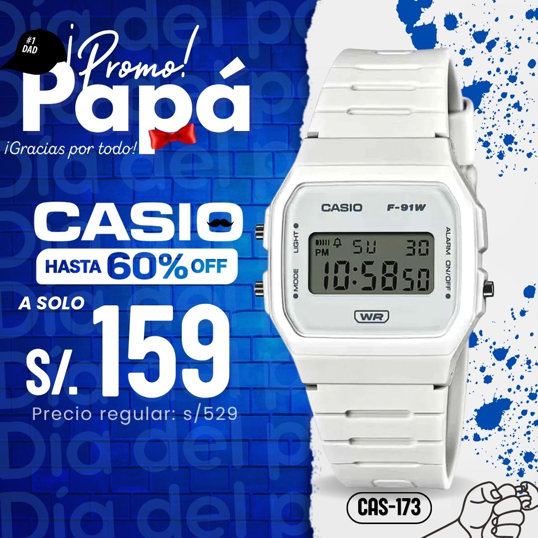 Reloj Casio Retro F-91WB-7A Hombre Resina Blanco