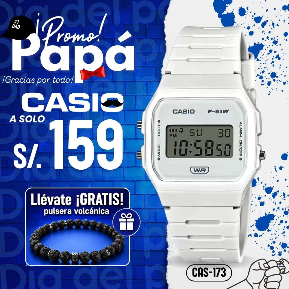 Reloj Casio Retro F-91WB-7A Hombre Resina Blanco
