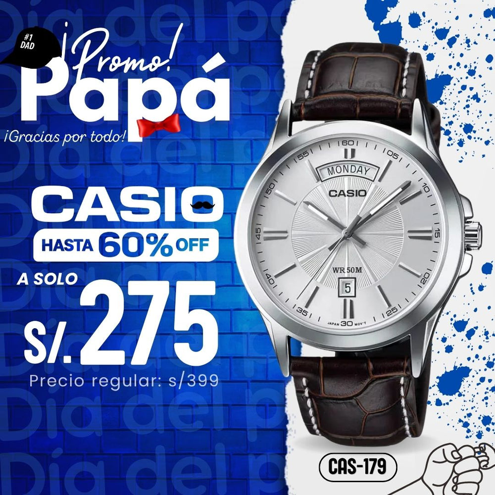Reloj Casio MTP-1381L-7A Hombre Cuero Marrón