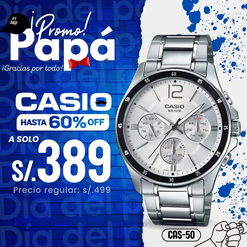 Reloj Casio MTP-1374D-7AV Hombre Acero Plateado