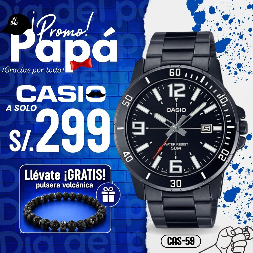 Reloj Casio MTP-VD01B-1BVUDF Hombre Acero Negro