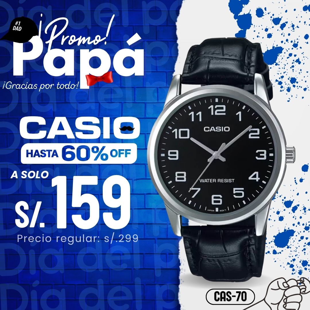 Reloj Casio MTP-V001L-1B Hombre Cuero Negro