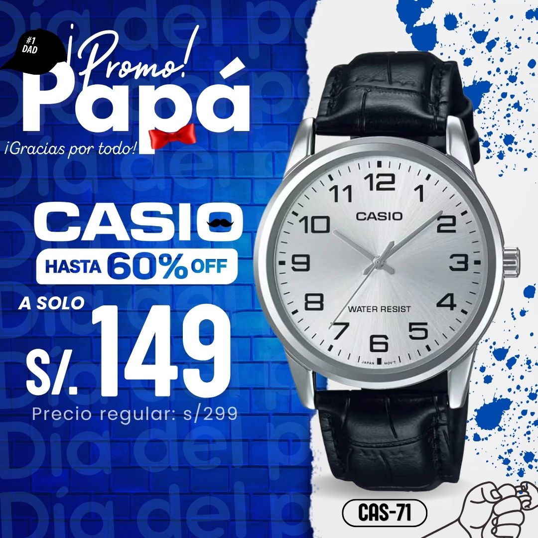 Reloj Casio MTP-V001L-7B Hombre Cuero Negro