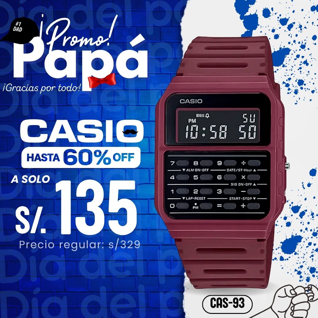 Reloj Casio Calculadora CA-53WF-4BDF Hombre Resina Rojo