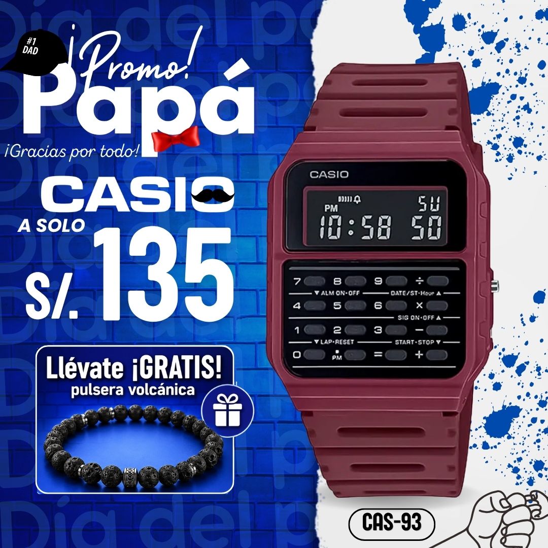Reloj Casio Calculadora CA-53WF-4BDF Hombre Resina Rojo