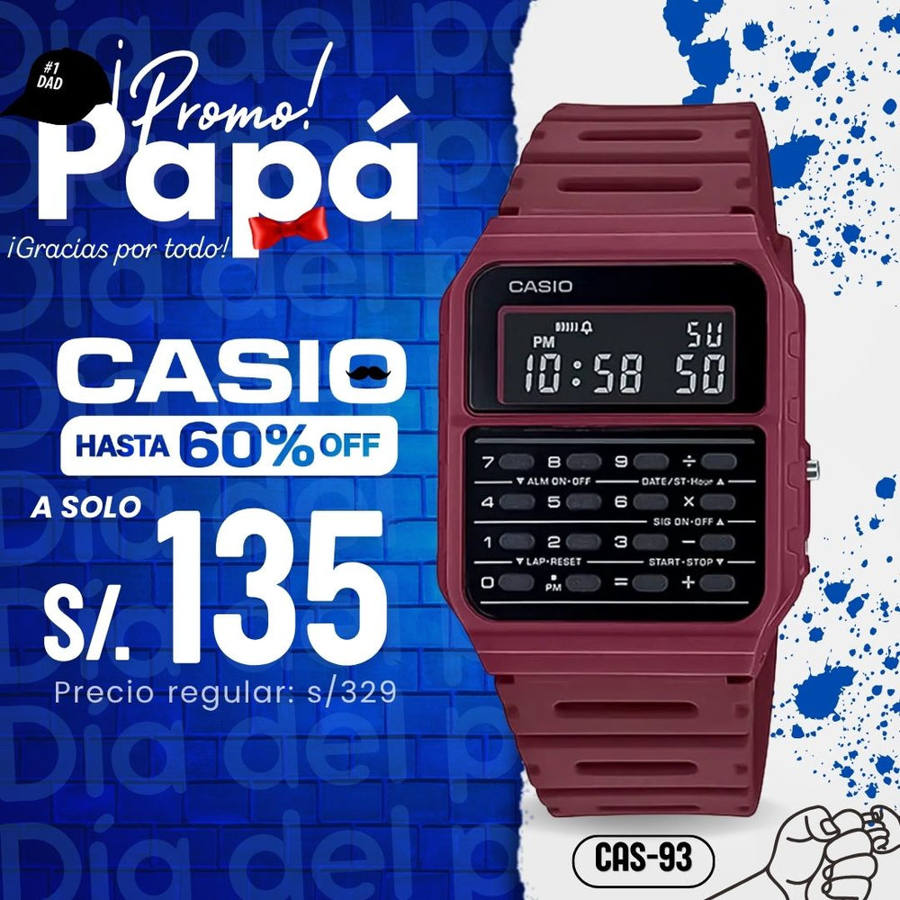 Reloj Casio Calculadora CA-53WF-4BDF Hombre Resina Rojo