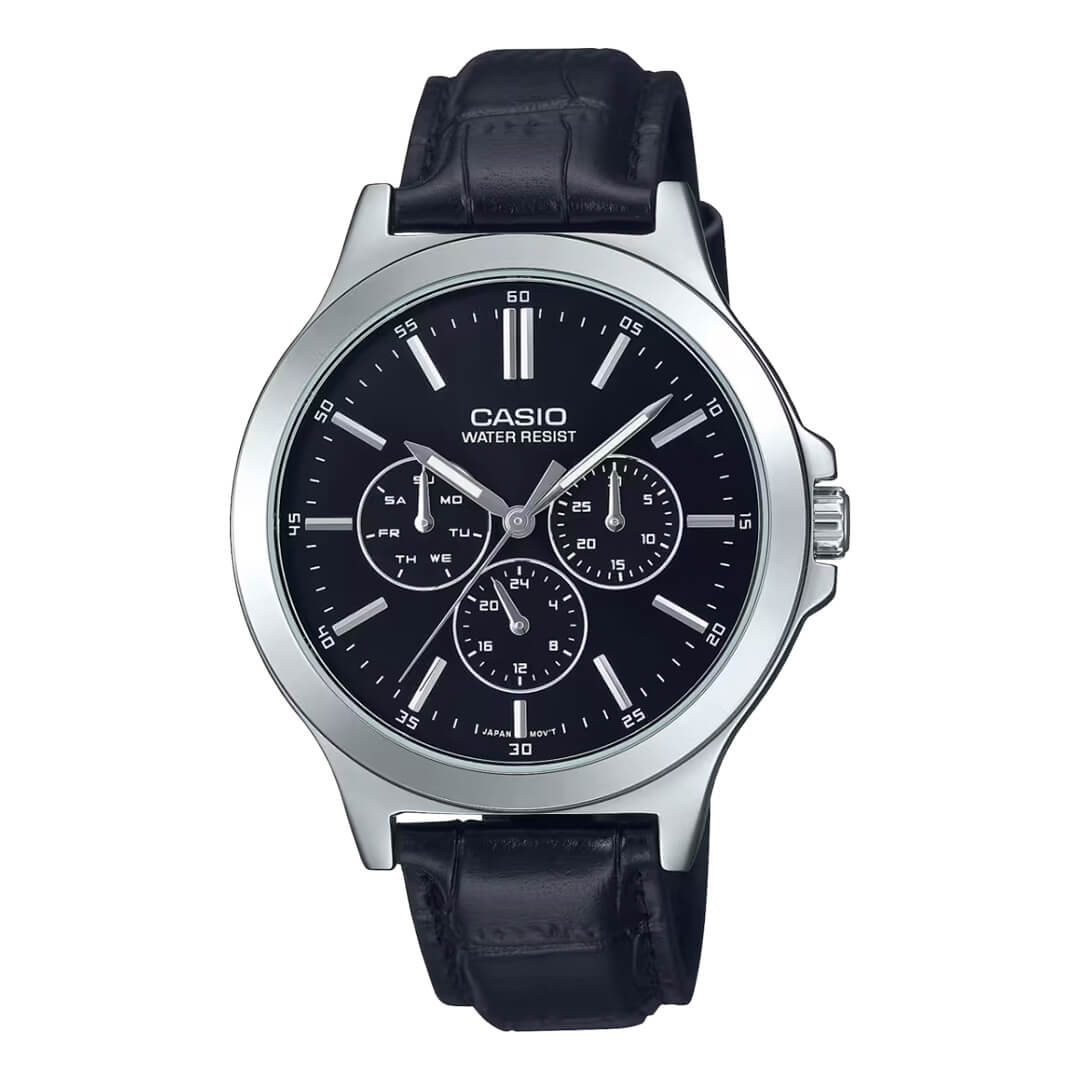 Reloj Casio MTP-V300L-1AU Hombre Cuero Negro | CAS-111