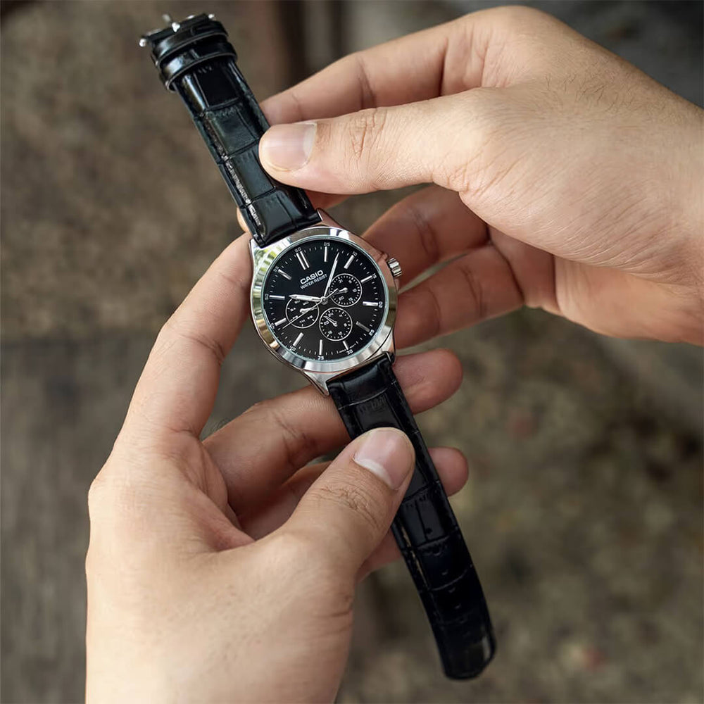 Reloj Casio MTP-V300L-1AU Hombre Cuero Negro