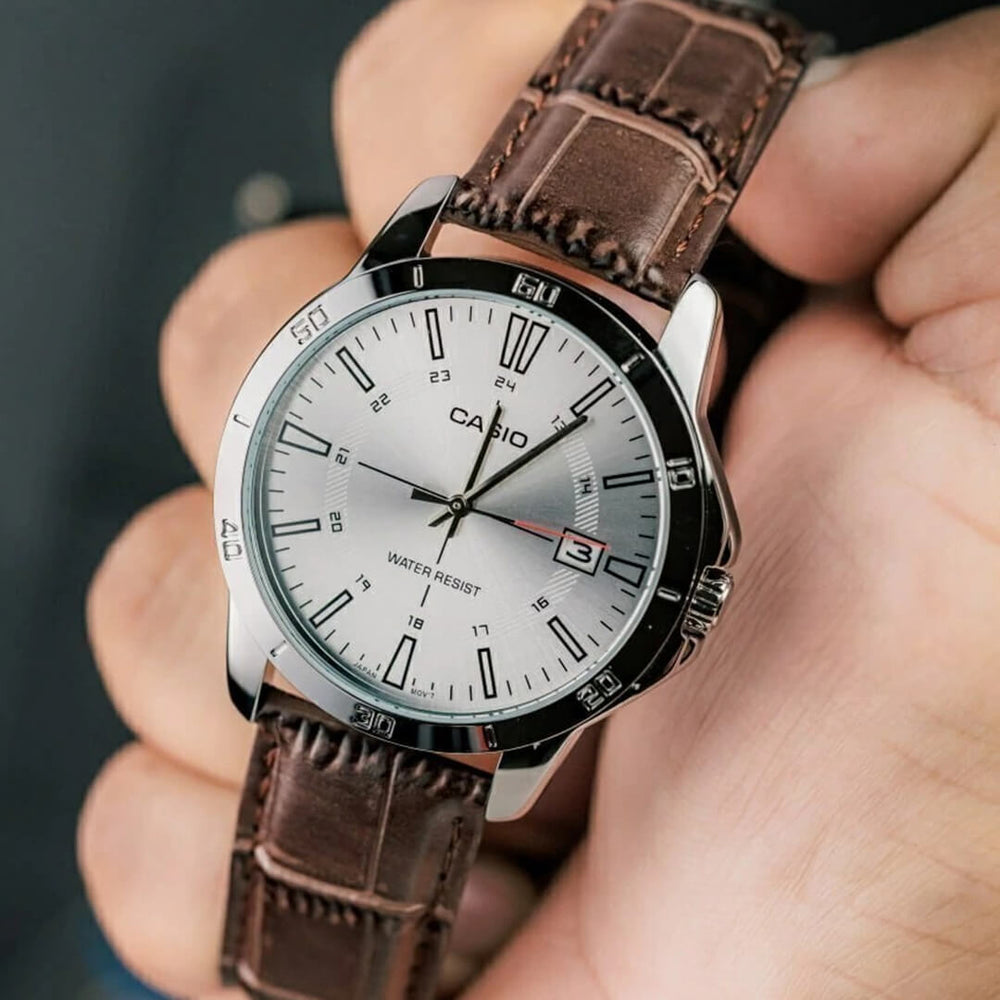 Reloj Casio MTP-V004L-7C Hombre Cuero Marrón