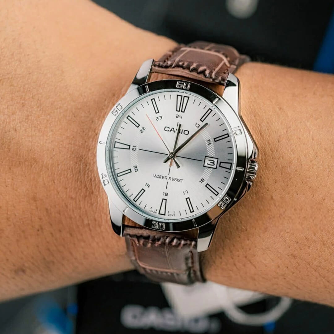 Reloj Casio MTP-V004L-7C Hombre Cuero Marrón | CAS-119
