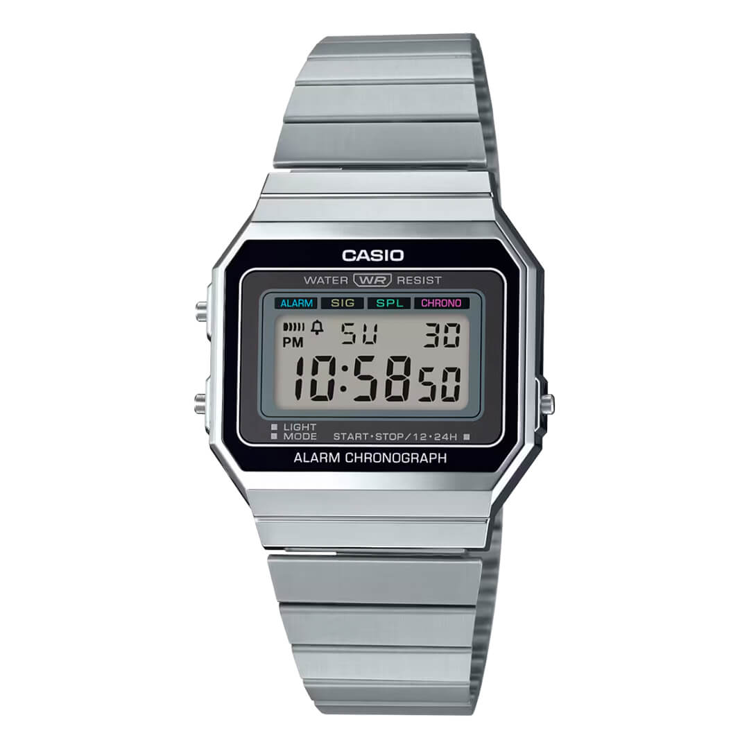 Reloj Casio A700W-1A plateado digital vintage ultra delgado