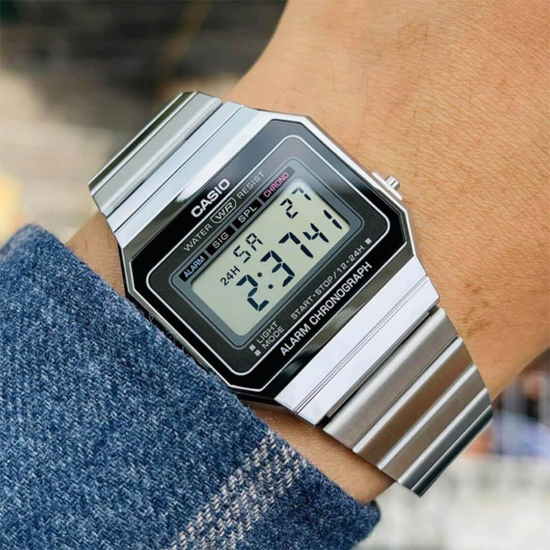 Detalle de la pantalla digital del Reloj Casio A700W-1A