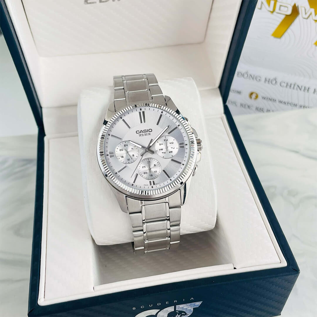 Reloj Casio MTP-1375D-7AV Hombre Acero Plateado