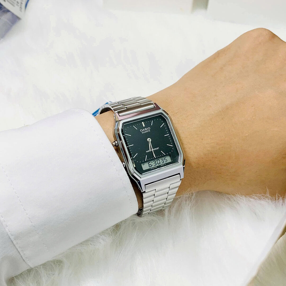 Reloj Casio AQ-230A-1D Hombre Acero Plateado