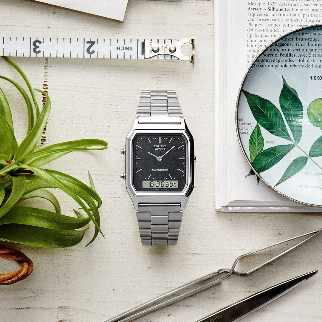 Reloj Casio AQ-230A-1D Hombre Acero Plateado