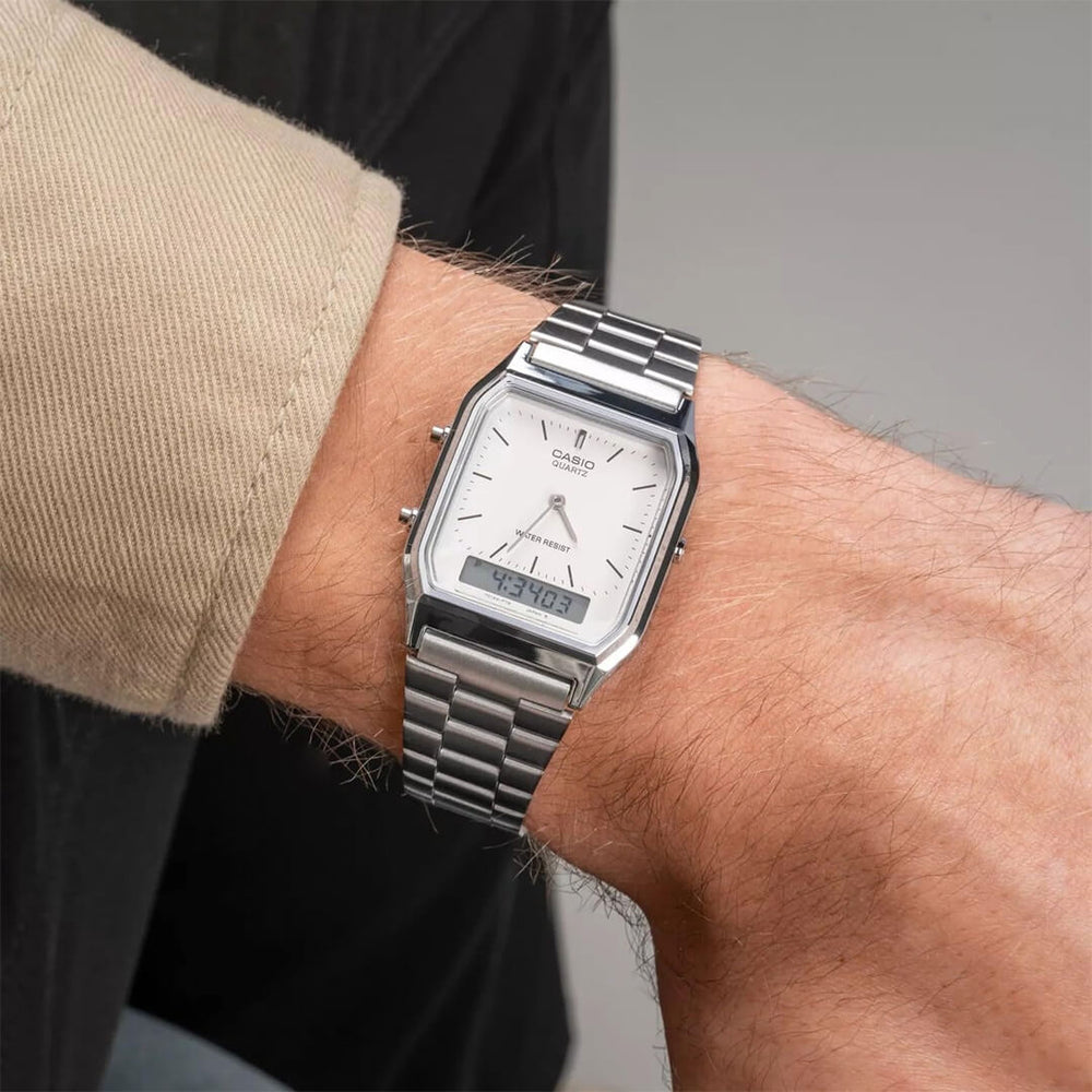 Reloj Casio AQ-230A-7AMQ Hombre Acero Plateado