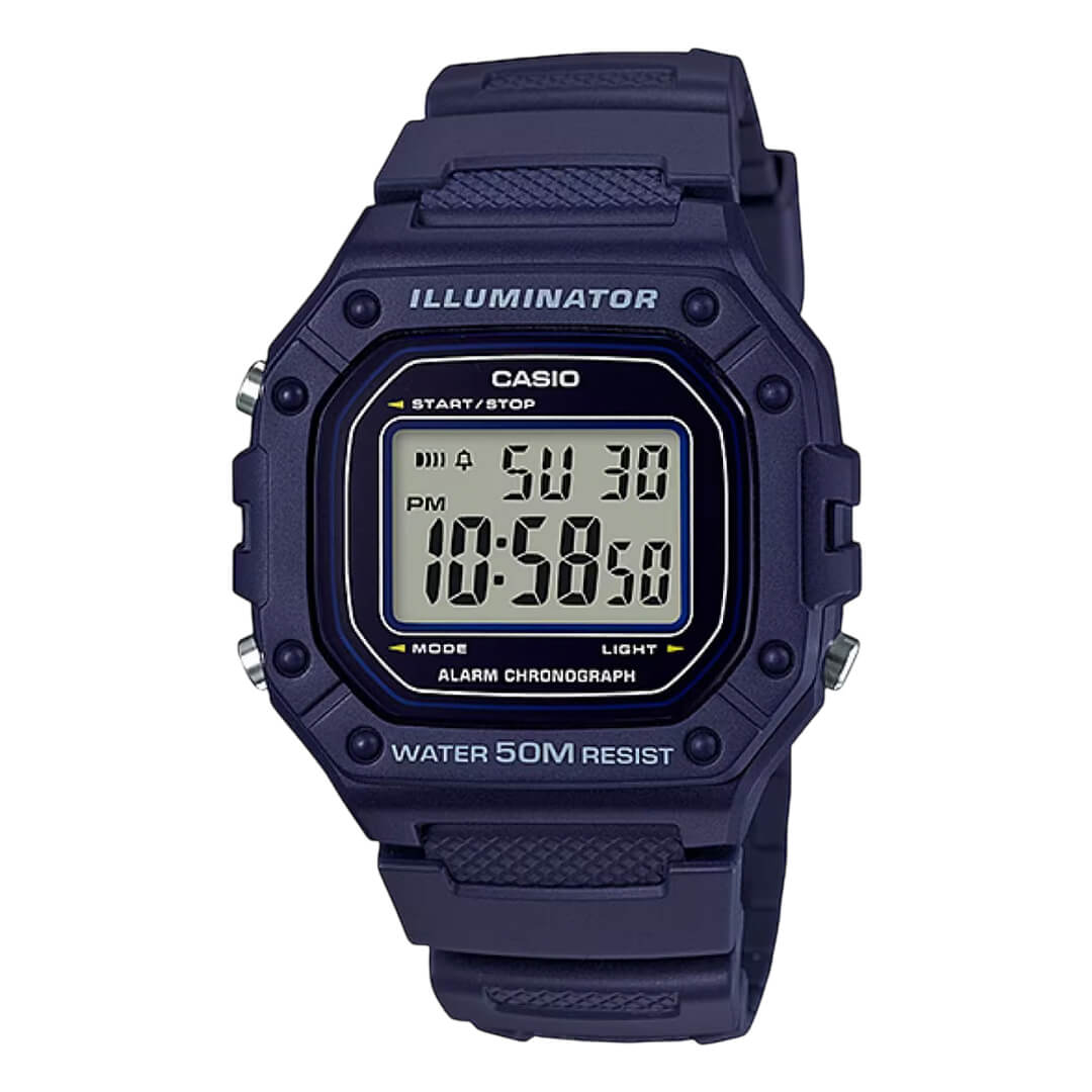 Reloj Casio W-218H-2A Hombre Resina Azul | CAS-165