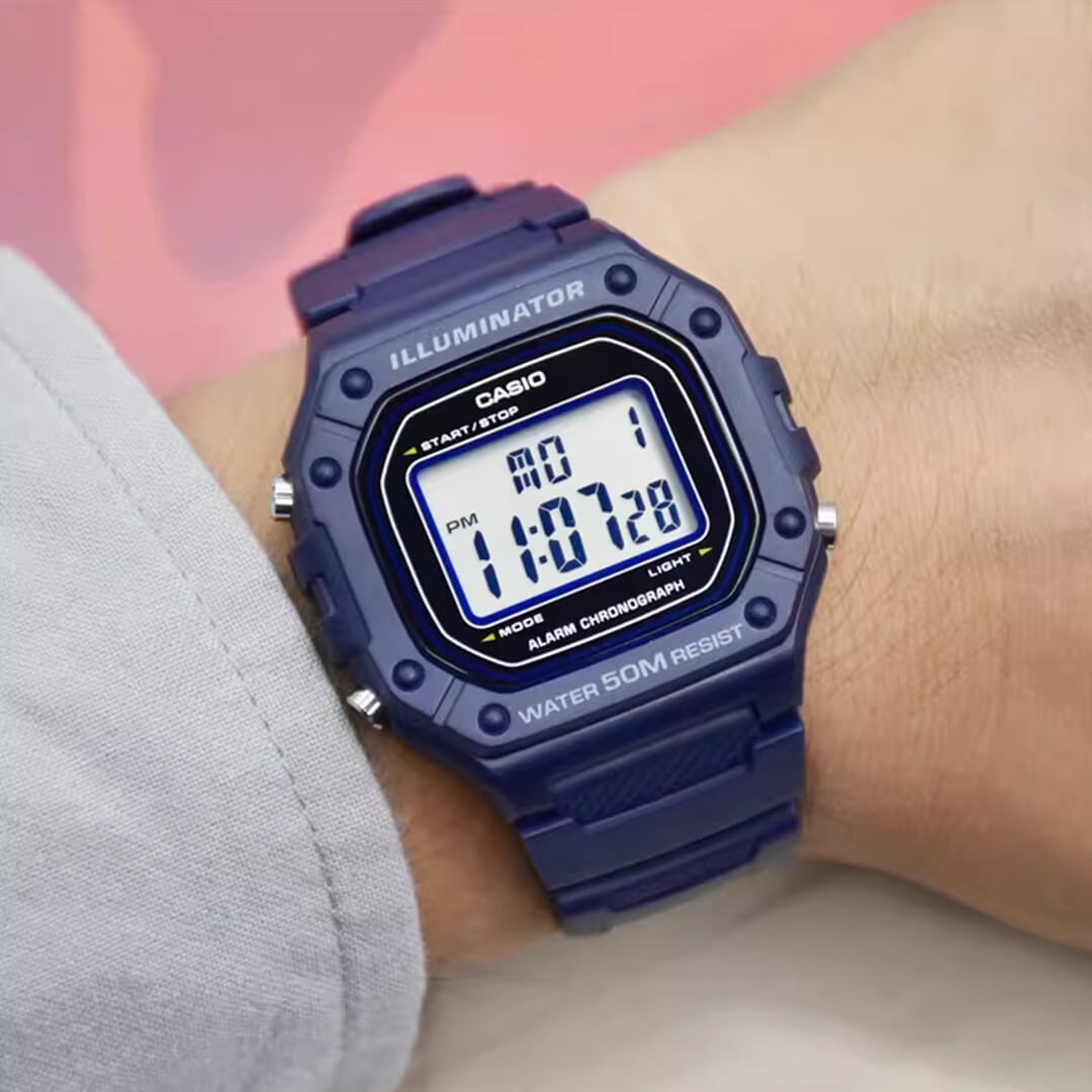 Reloj Casio W-218H-2A Hombre Resina Azul | CAS-165