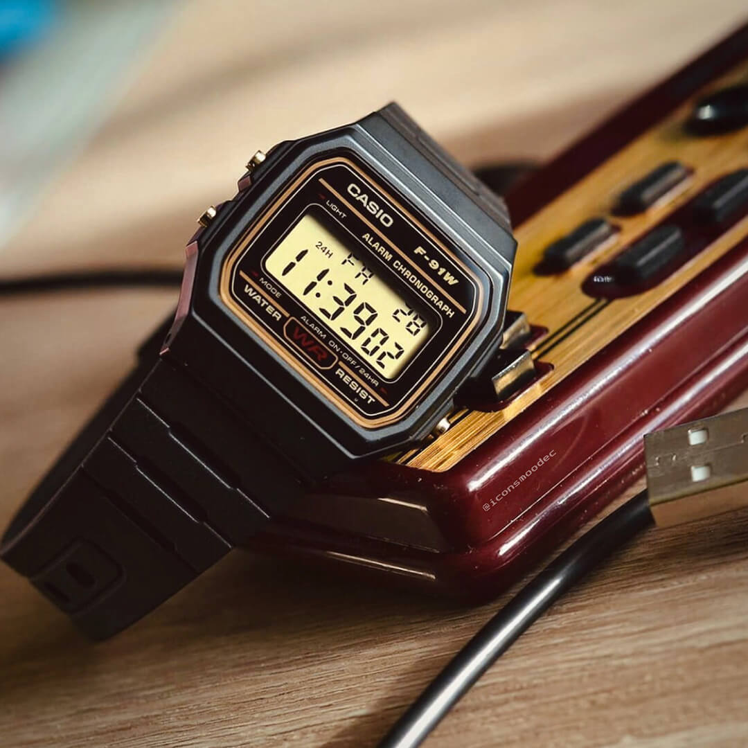 Reloj Casio Retro F-91WG-9Q Hombre Resina Negro | CAS-172