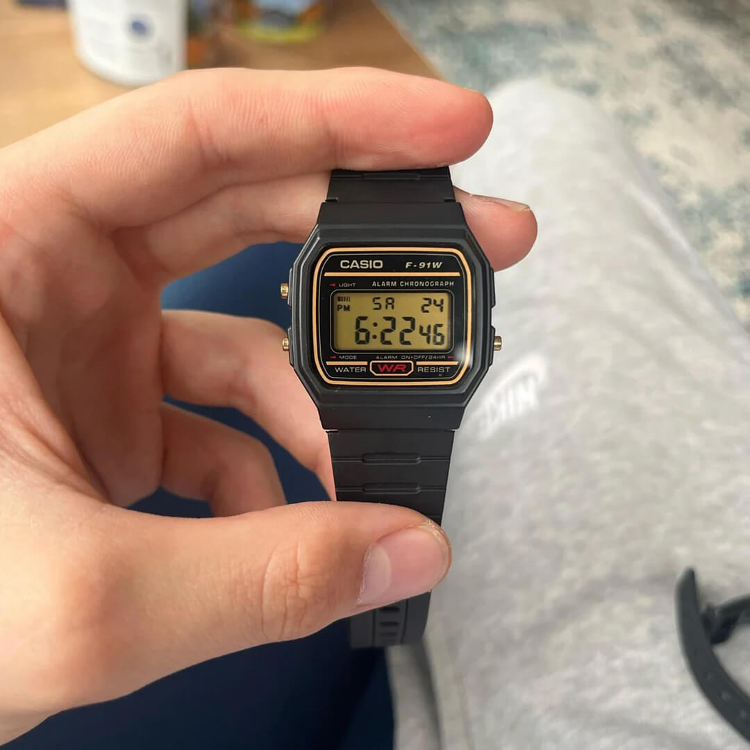 Reloj Casio Retro F-91WG-9Q Hombre Resina Negro | CAS-172
