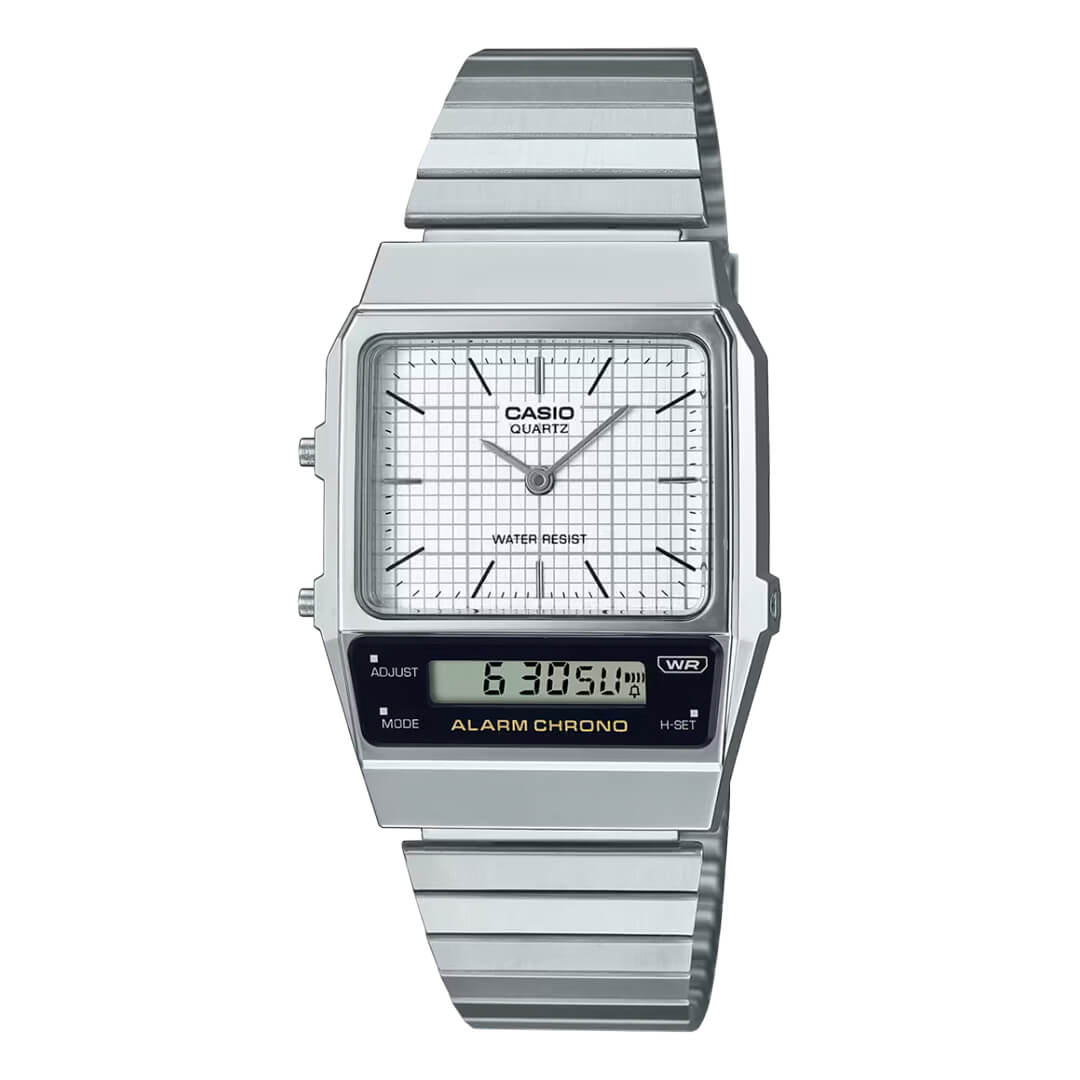 Reloj Casio AQ-800E-7A Hombre Acero Plateado | CAS-175