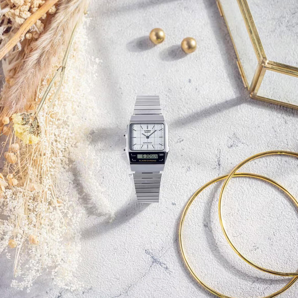 Reloj Casio AQ-800E-7A Hombre Acero Plateado