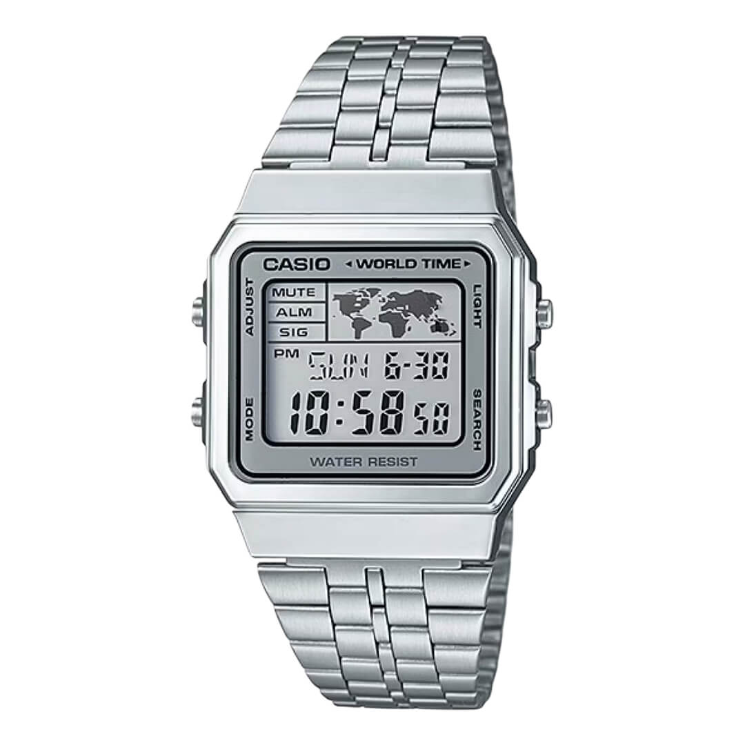 Reloj Casio A500WA-7D Hombre Acero Plateado | CAS-176