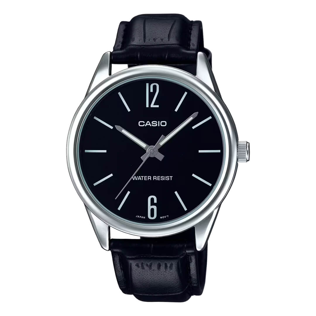 Reloj Casio MTP-V005L-1BU Hombre Cuero Negro | CAS-180
