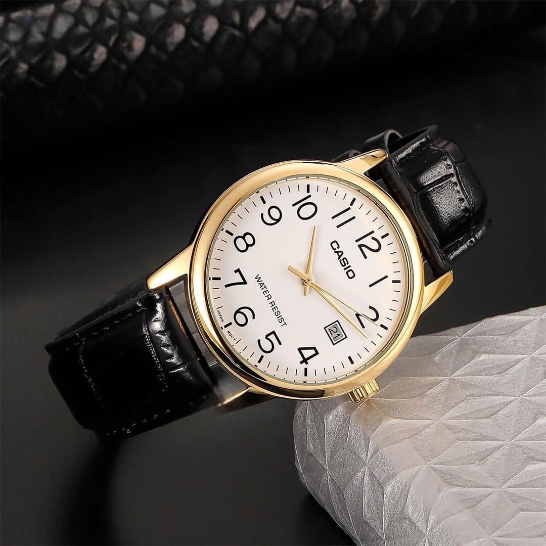 Reloj Casio MTP-V002GL-7B2 Hombre Cuero Negro