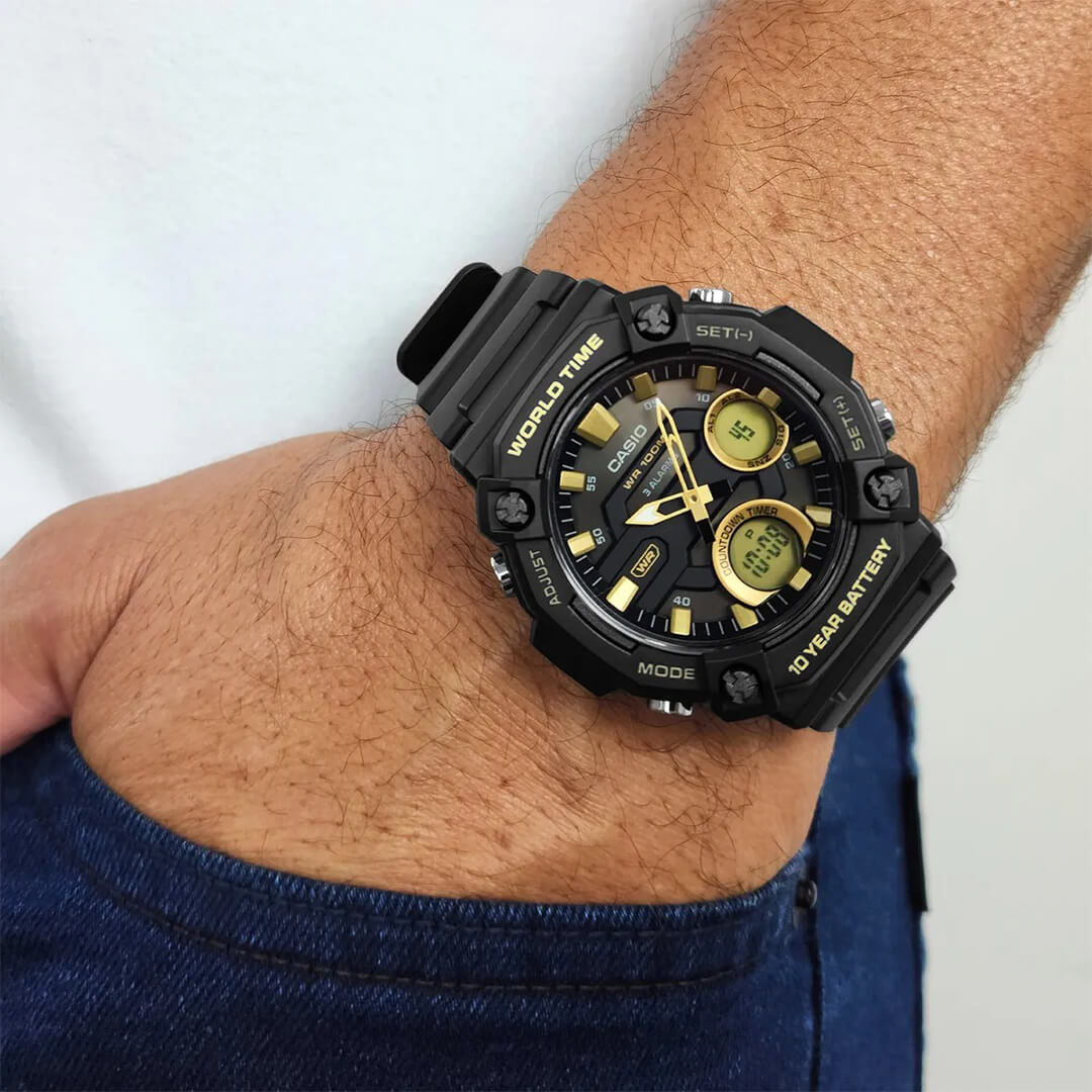 Reloj Casio AEQ-120W-9A Hombre Resina Negro | CAS-196