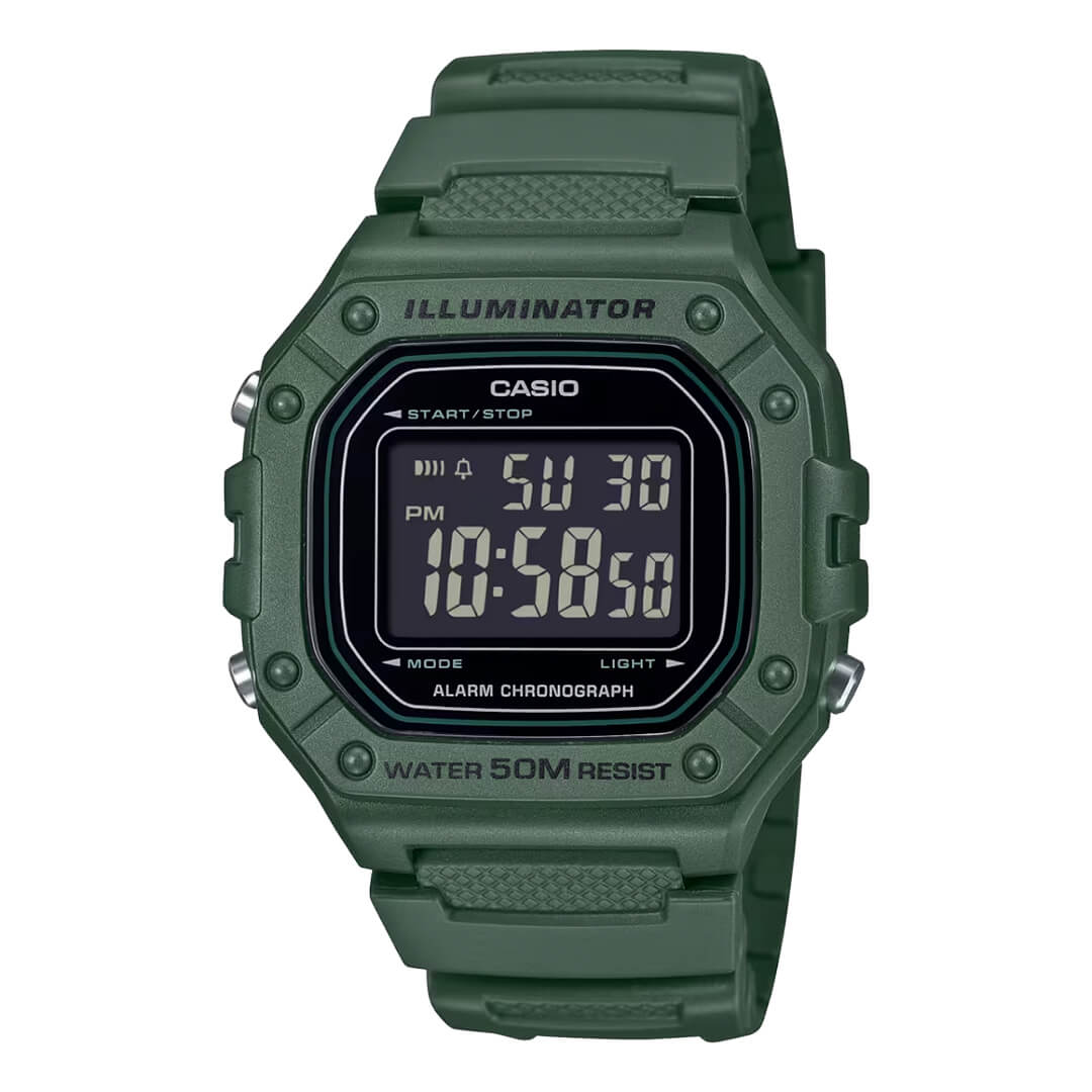 Reloj Casio W-218H-3B Hombre Resina Verde | CAS-197