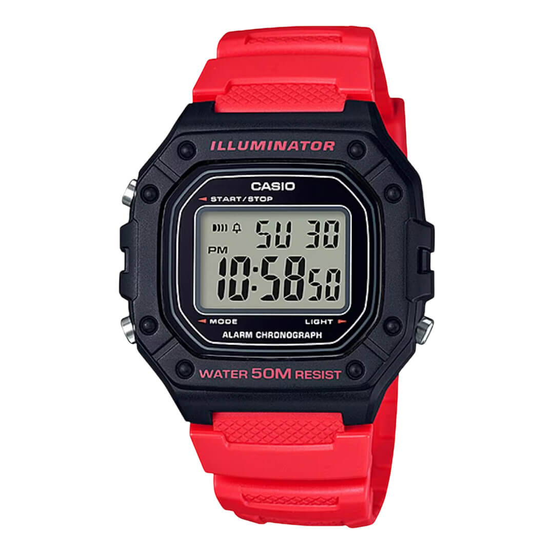 Reloj Casio W-218H-4B Hombre Resina Rojo | CAS-198