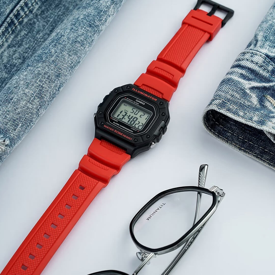 Reloj Casio W-218H-4B Hombre Resina Rojo