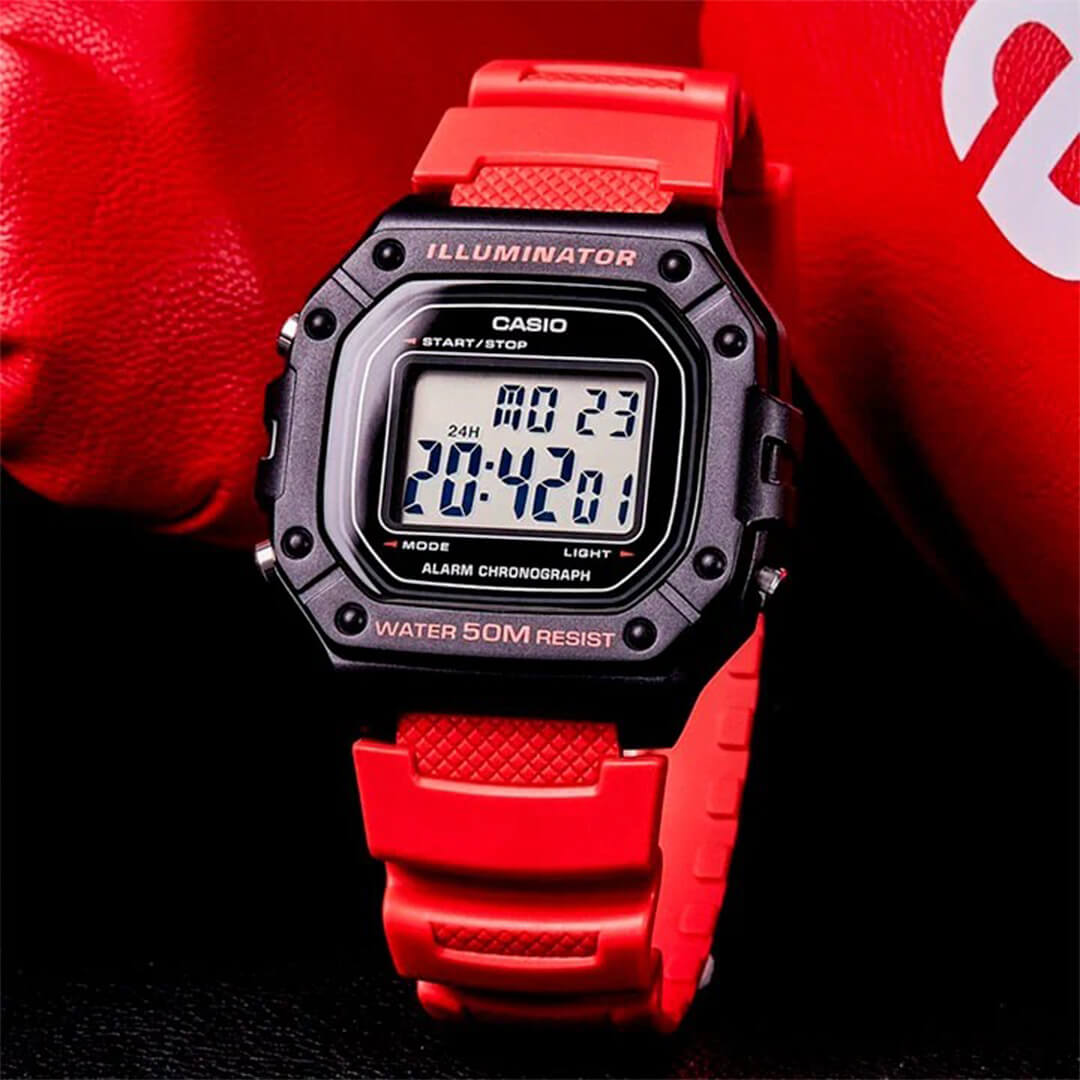 Reloj Casio W-218H-4B Hombre Resina Rojo