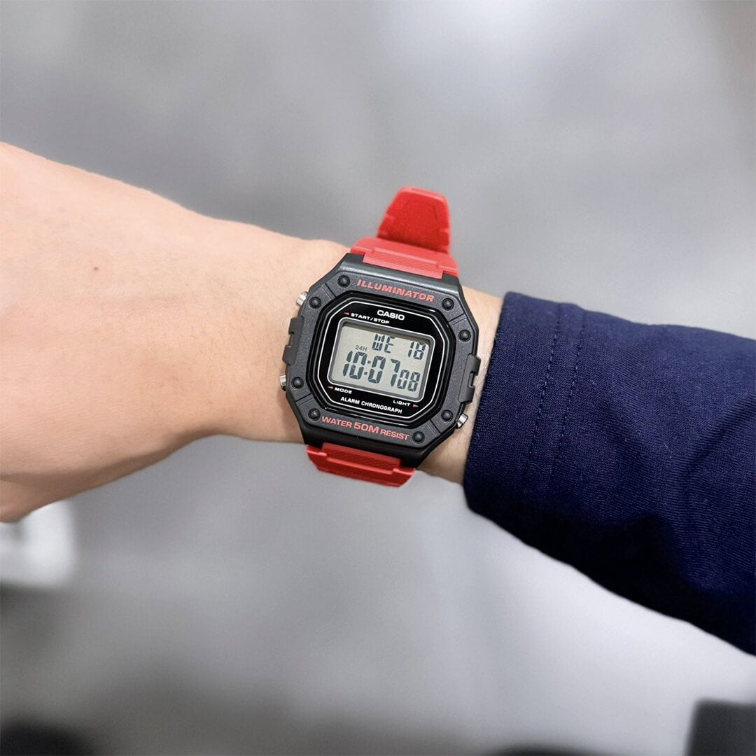 Reloj Casio W-218H-4B Hombre Resina Rojo