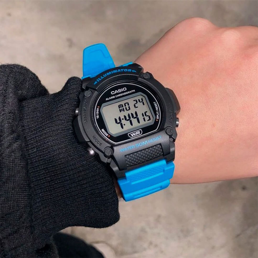 Reloj Casio W-219H-2A2 Hombre Resina Celeste | CAS-199