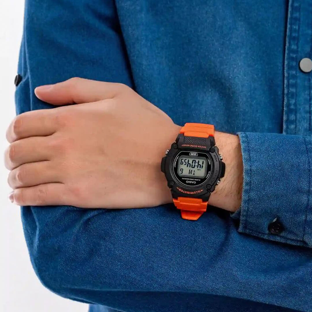 Reloj Casio W-219H-4A Hombre Resina Naranja | CAS-200