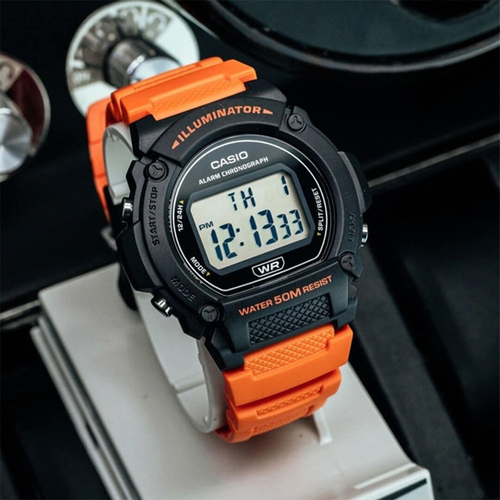 Reloj Casio W-219H-4A Hombre Resina Naranja | CAS-200