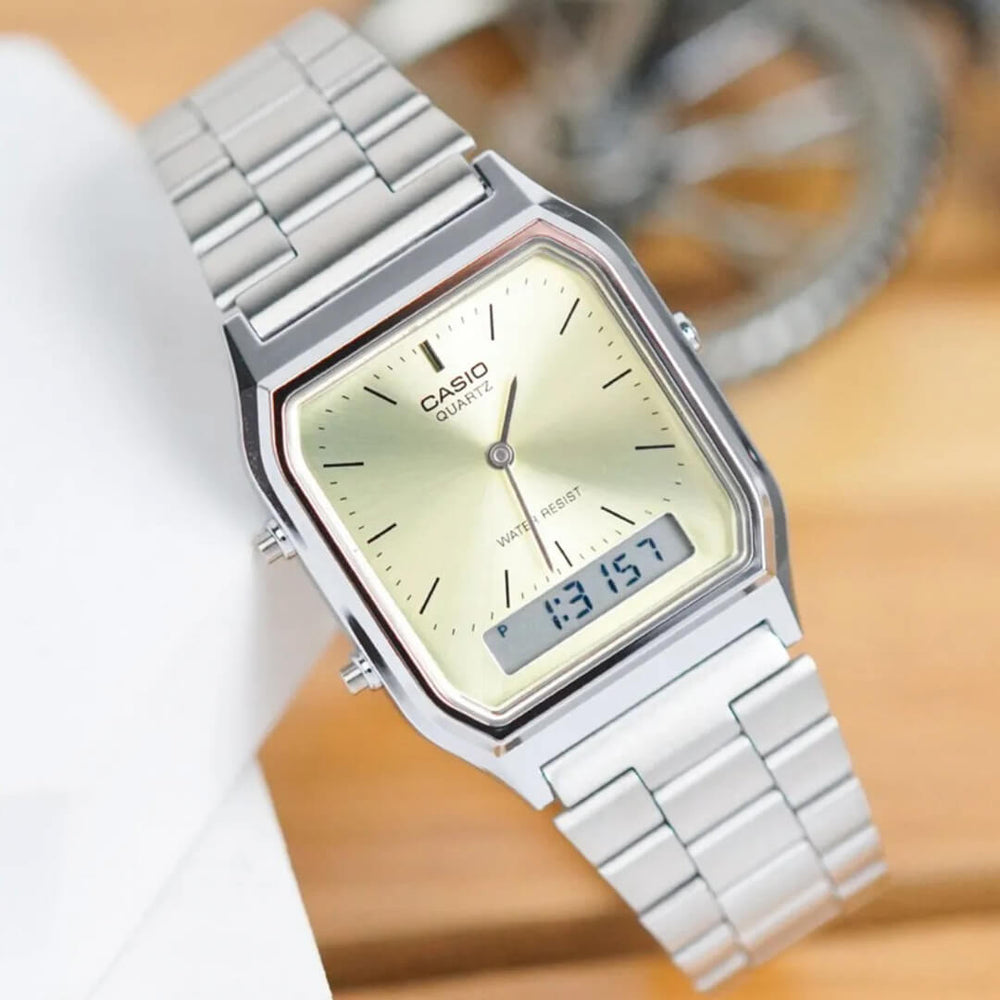 Reloj Casio AQ-230A-9AM Hombre Acero Verde Oliva
