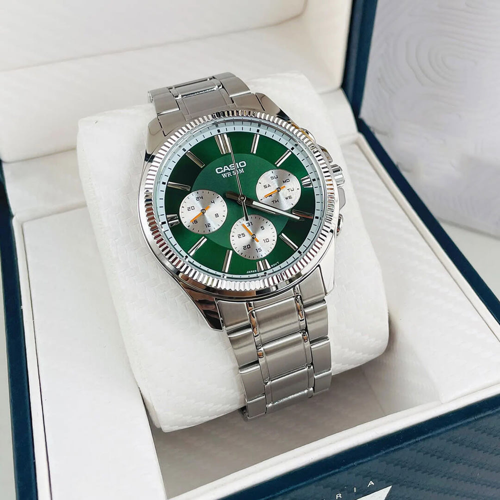 Reloj Casio MTP-1375D-3A Hombre Acero Verde