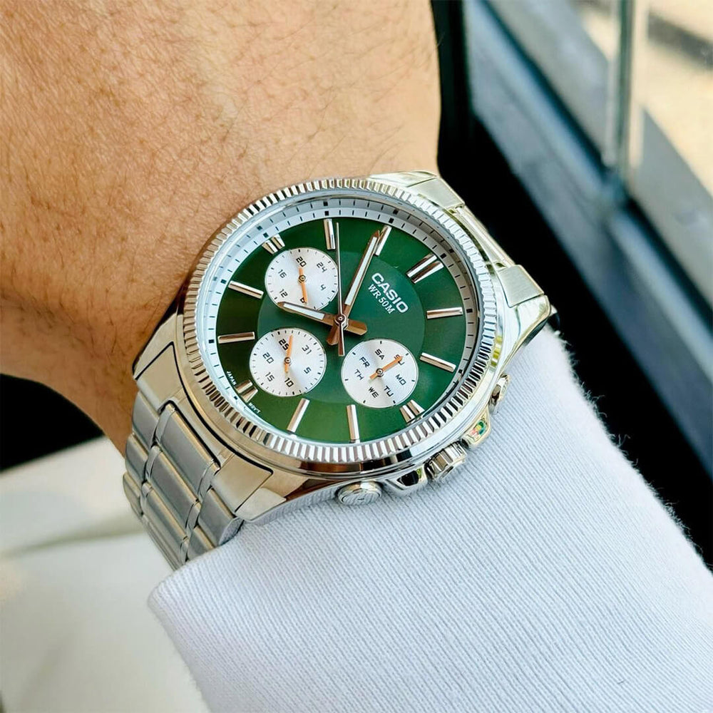 Reloj Casio MTP-1375D-3A Hombre Acero Verde