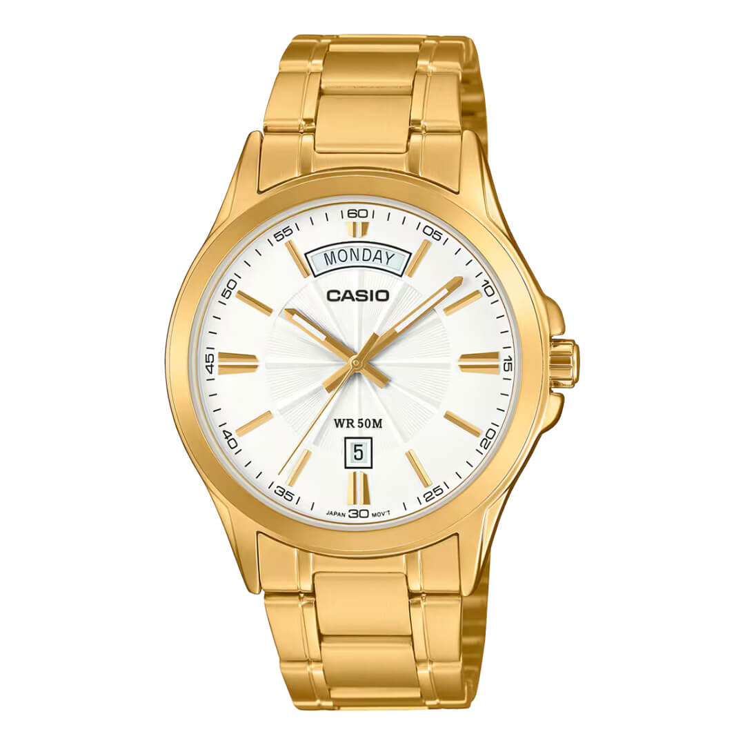 Reloj Casio MTP-1381GD-7A Hombre Acero Dorado | CAS-216