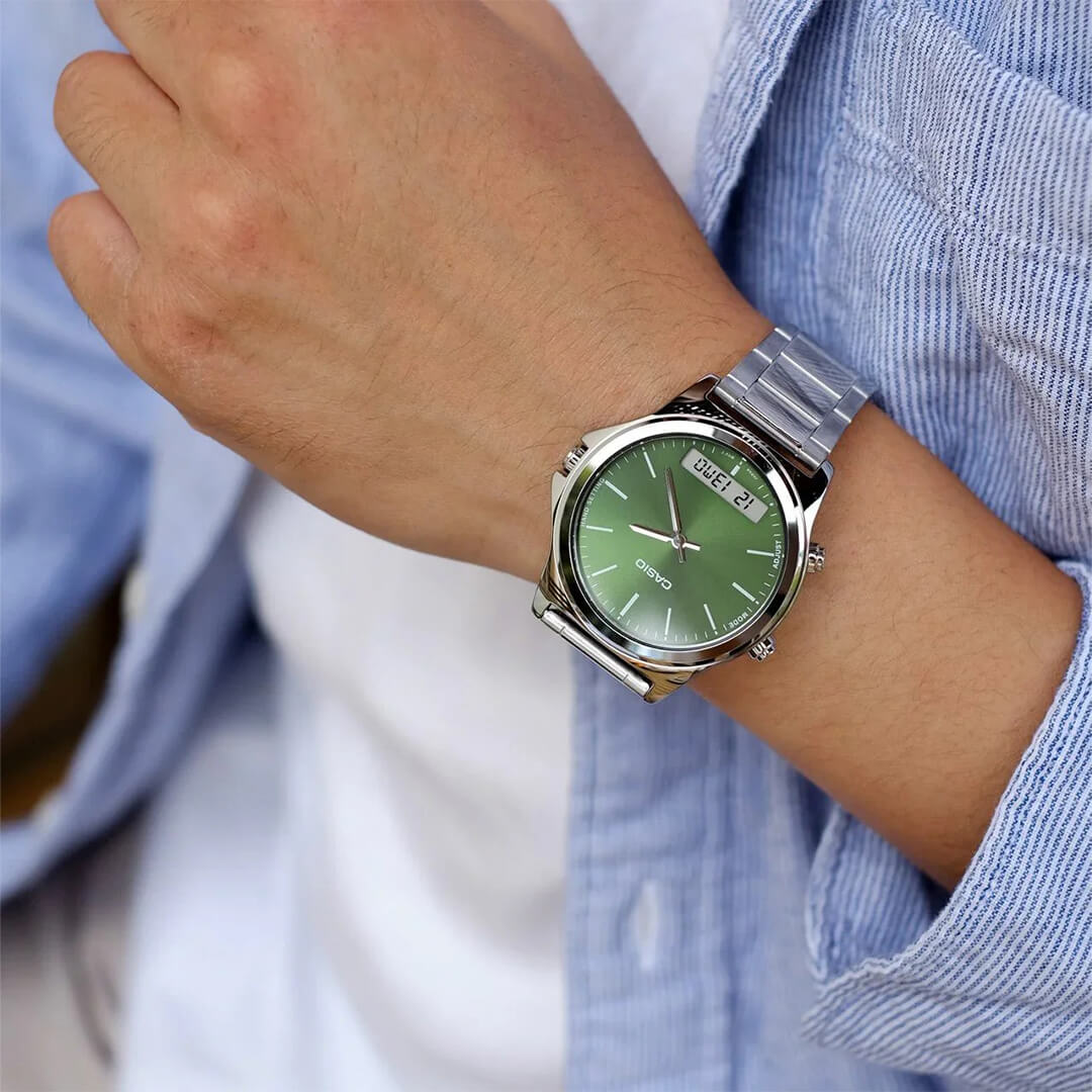 Reloj Casio MTP-VC01D-3E Hombre Acero Verde | CAS-218