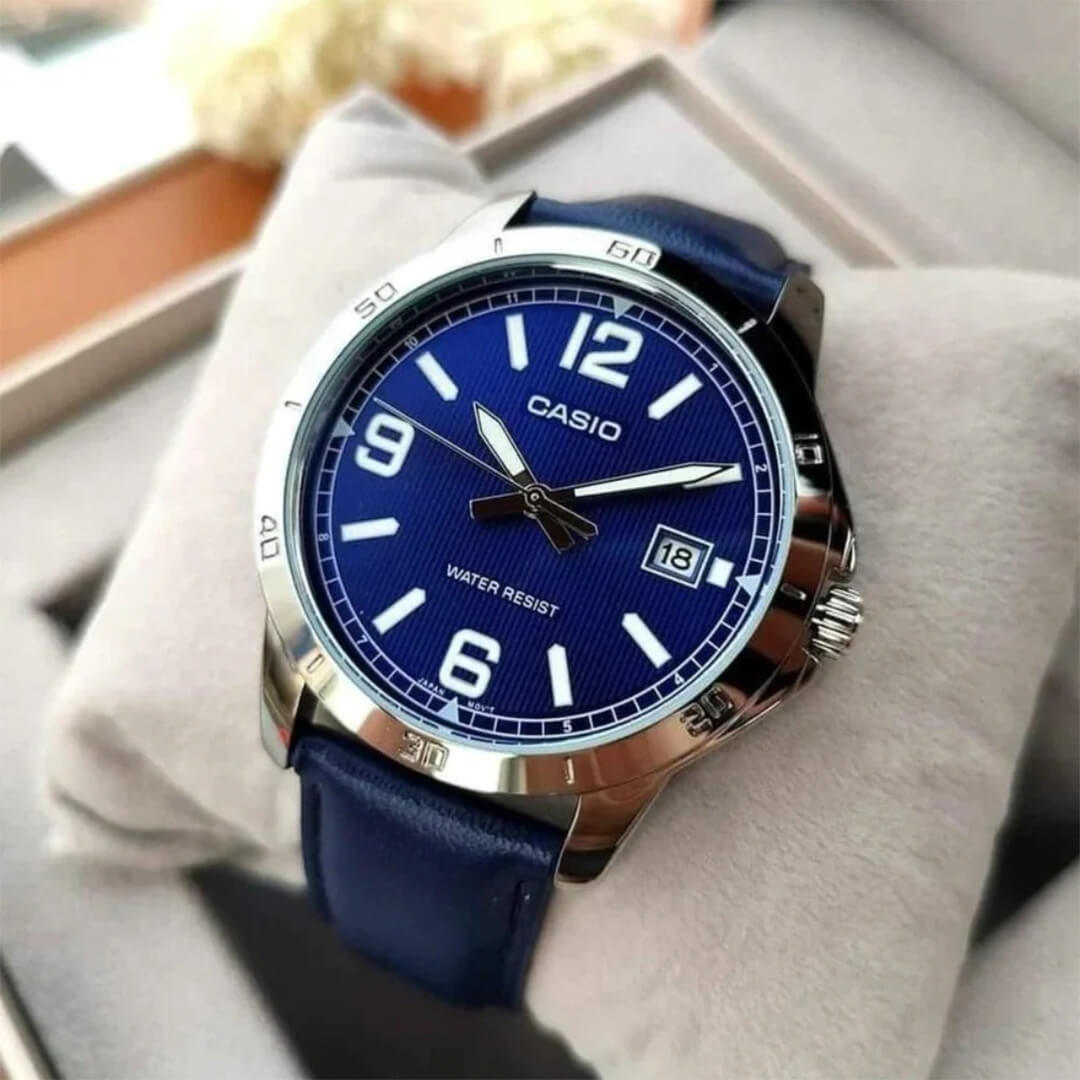 Reloj Casio MTP-V004L-2B Hombre Cuero Azul