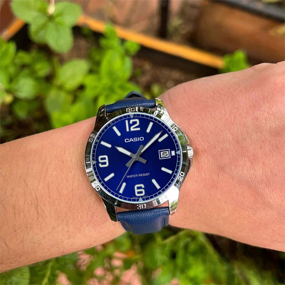 Reloj Casio MTP-V004L-2B Hombre Cuero Azul