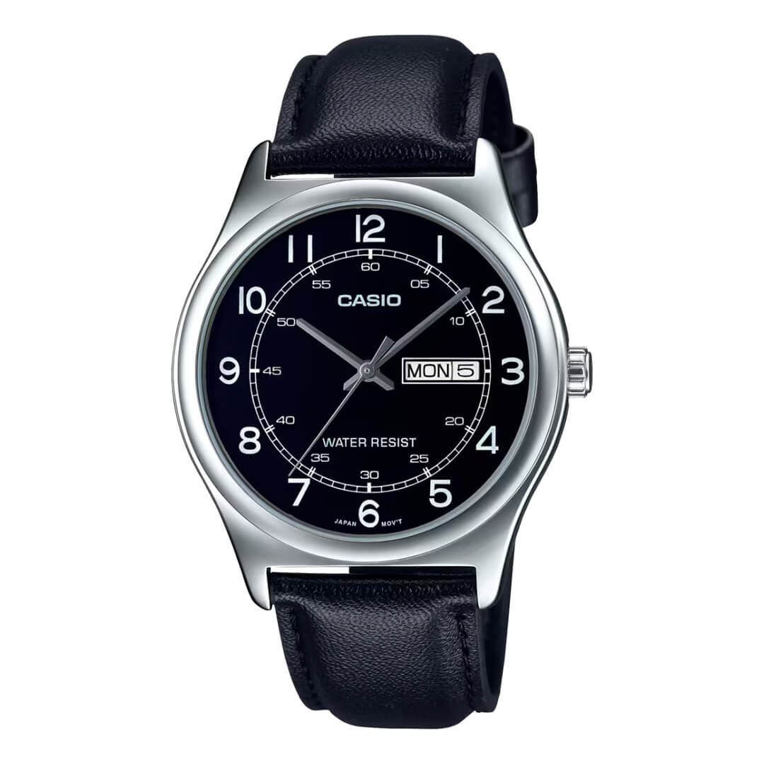 Reloj Casio MTP-V006L-1B2U Hombre Cuero Negro | CAS-225
