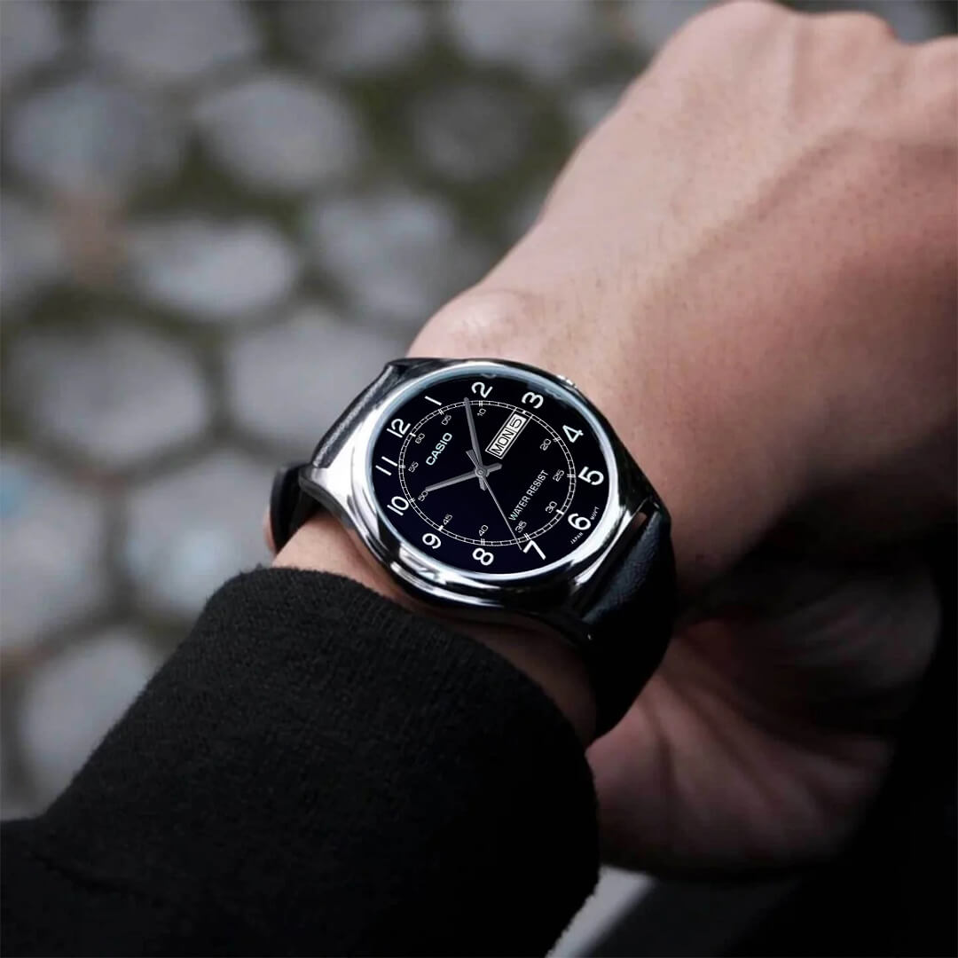 Reloj Casio MTP-V006L-1B2U Hombre Cuero Negro | CAS-225