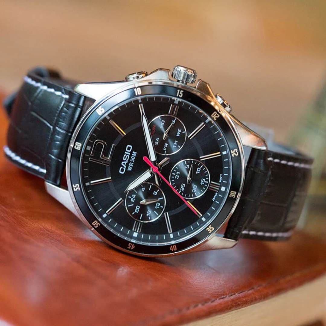 Reloj Casio MTP-1374L-1A Hombre Cuero Negro