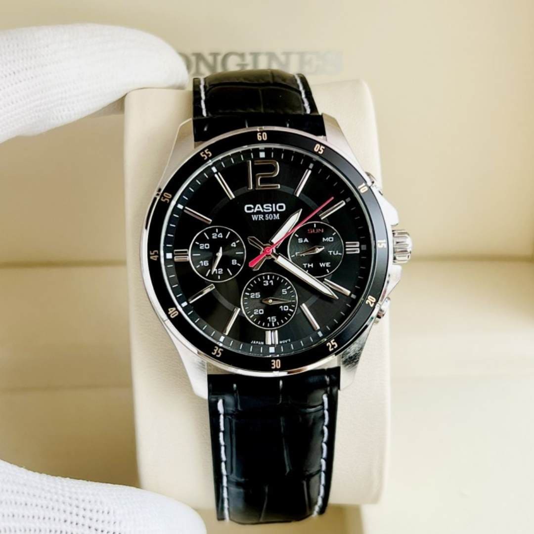 Reloj Casio MTP-1374L-1A Hombre Cuero Negro