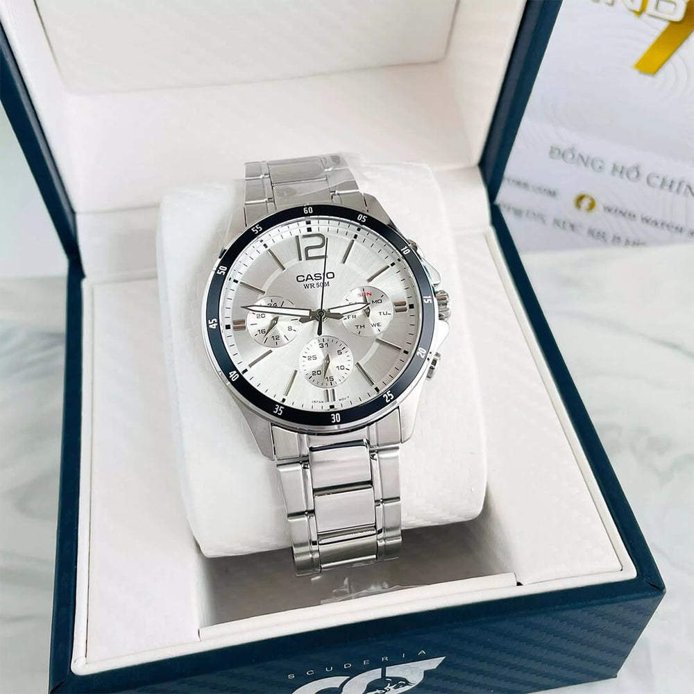 Reloj Casio MTP-1374D-7AV Hombre Acero Plateado